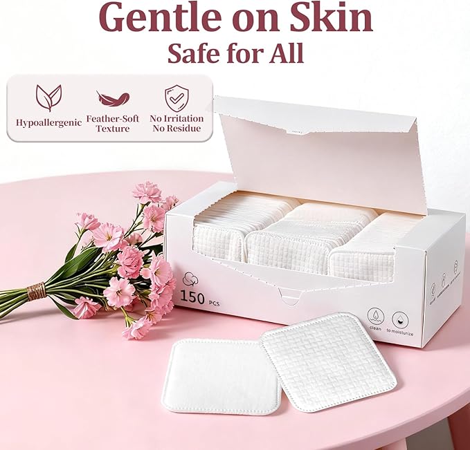 Large Soft Cotton Pads for Face- Lint-Free, Pressed Seam Design, Gentle on - Image 5