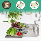 Large Telescopic Draining Rack, Non-Slip Silicone Rolling Dish Drainer Roll - Image 5