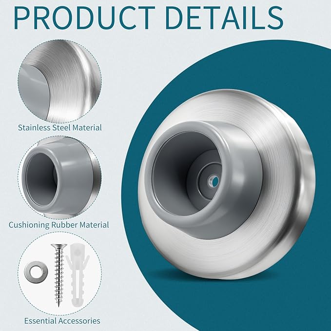6 Pack Concave Wall Door Bumper Stopper, 304 Stainless Steel Wall Mount - Image 3
