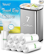 Teivio 7 Gallon 120 Counts Medium Garbage Bags 6 Gallon 7 Gallon Trash Bags by Teivio