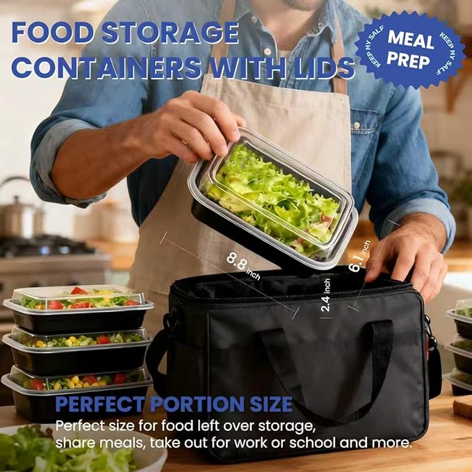 32oz 10 Pack Meal Prep Containers Reusable BPA-Free, Disposable Food Storage - Image 2