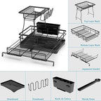 2 Tier Dish Drying Rack, Large Extendable Dish Racks - Image 9