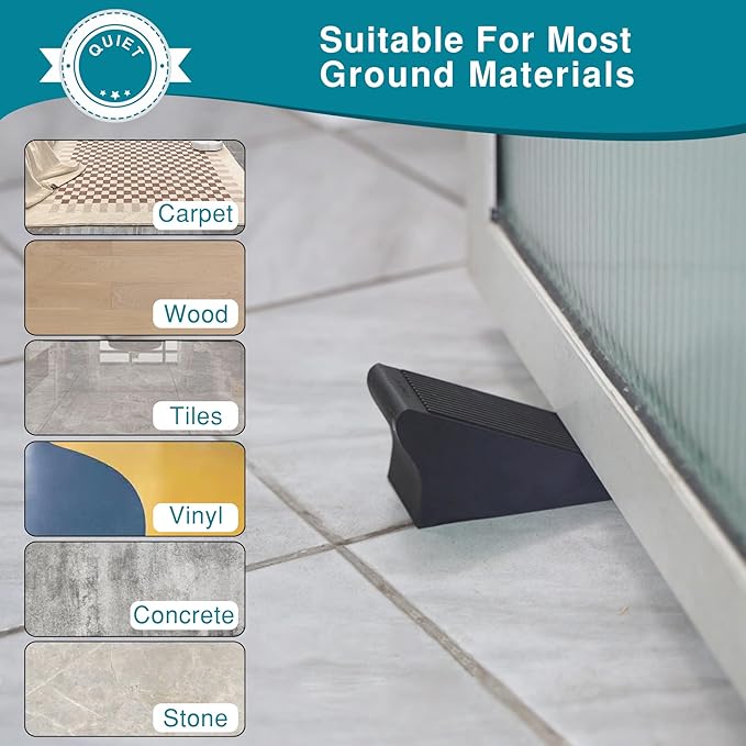 Rubber Door Stoppers for Bottom of Door, Large Solid Heavy Duty Door Stop Wedge - Image 6