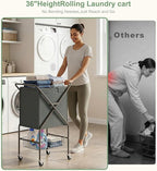 Laundry Basket with Wheels:88L Rolling Laundry Cart Foldable Metal Frame Dirty - Image 6