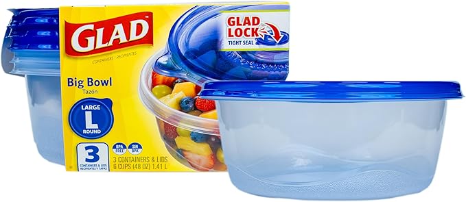 Glad GladWare Big Bowl Food Storage Containers, Large Round Bowl Holds 48 by GladTrashFoodStorage