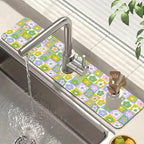 Cute Flowers Sink Splash Guard Retro Floral Faucet Absorbing Mat Fast Drying by Unknown