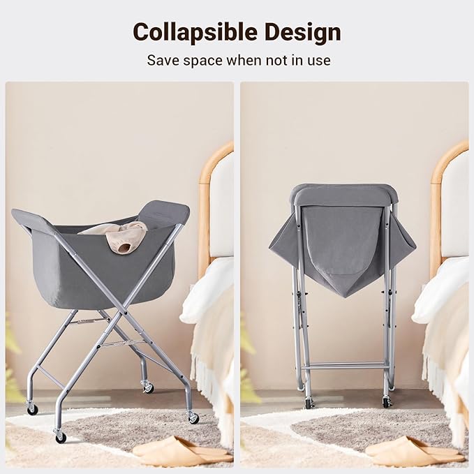 ELYKEN Laundry Cart with Wheels, 32”H Easy Rolling Laundry Hamper with - Image 5
