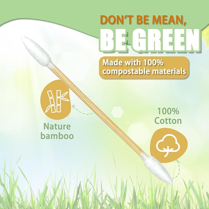 1000 Precision Tip Bamboo Cotton Swabs, Biodegradable & Organic Double Pointed - Image 4