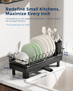 Nacial 2-in-1 Small Dish Drying Rack Fits 14''–21.8'' Sink, Dish Drainers - Image 2