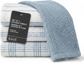 MosJos Kitchen Towels Set of 4 Dish Towels Blue n White Waffle Weave Cotton by MosJos