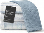 MosJos Kitchen Towels Set of 4 Dish Towels Blue n White Waffle Weave Cotton by MosJos