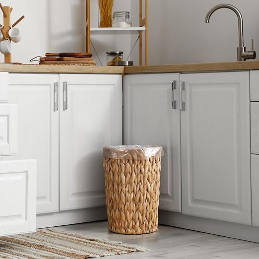 2 Gallon Wicker Trash Can, Woven Water Hyacinth Wicker Waste Basket - Image 7