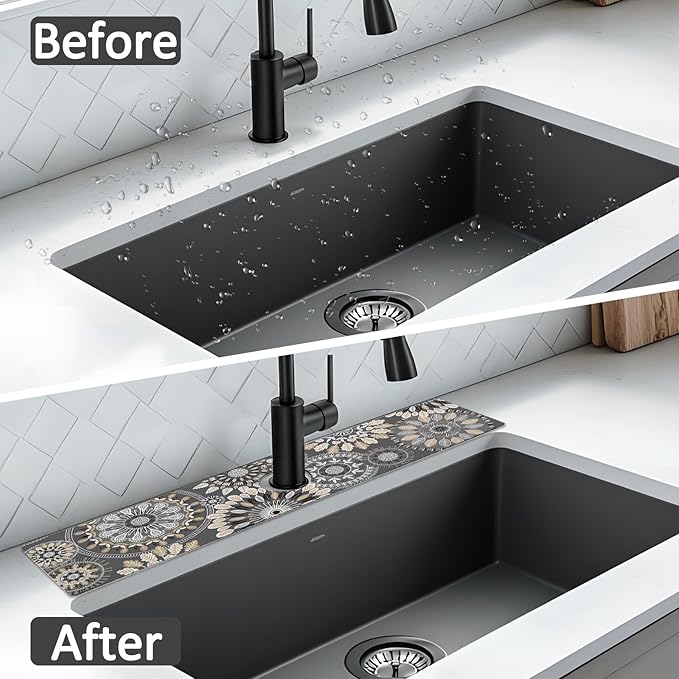24" X 5.5" Kitchen Sink Splash Guard Faucet Mat Mandala Super Absorbent Fast - Image 6