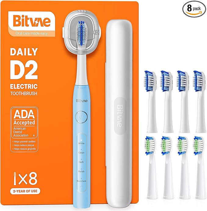 Bitvae ADA Accepted Electric Toothbrush, Travel Toothbrush Rechargeable by Bitvae