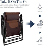 Best Choice Products Oversized Padded Zero Gravity Chair, Folding Outdoor Patio Recliner, XL Anti Gravity Lounger for Backyard w/Headrest, Cup Holder, Side Tray, Polyester Mesh - Espresso/Brown - Image 5