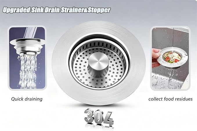 1Count 3-in-1 Kitchen Sink Drain Strainer & Stopper - Image 3