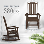 Oversized Rocking Chair Set of 4, Outdoor Rocking Chair for Adults, All Weather Resistant Porch Rocker for Lawn Garden, Brown - Image 3