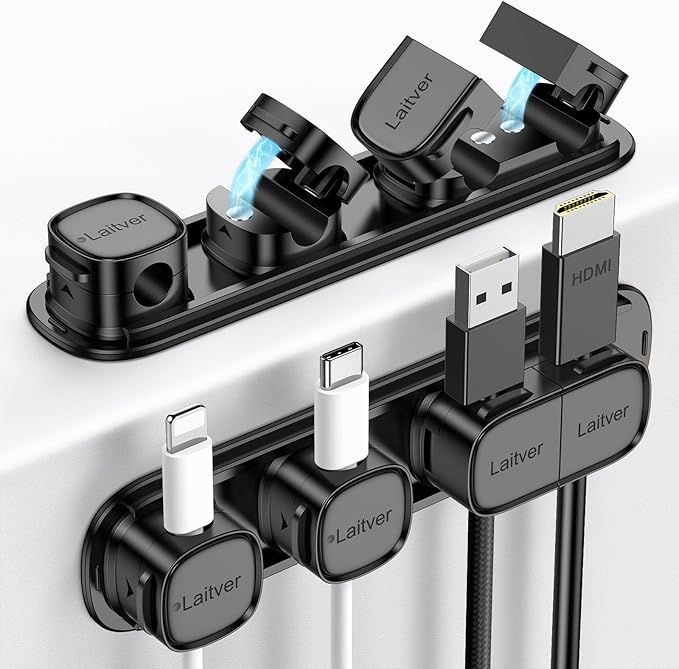 6 Pack Magnetic Cable Clips, Laitver Cord Organizer Holder Strong Adhesive Desk by Unknown