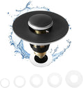 Fransiton Bathroom Sink Stopper, 1.1-1.77 Inch Basin Pop Up Black Sink Drain by Fransiton