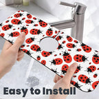 Kitchen Sink Splash Guard Faucet Mat Ladybug Cartoon 15"x5.5", Diatom Mat - Image 6