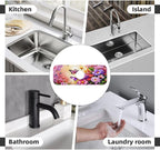 Pink butterfly flower Kitchen sink faucet pad, strong water absorption - Image 8