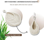 Hanging Fruit Basket Set of 3, Boho Wall Hanging Storage Basket - Image 4