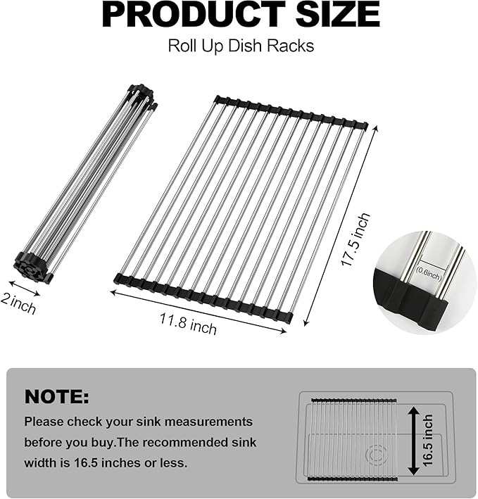 NEZUIBAN Dish Drying Rack with Roll Up and Over Sink - Image 5