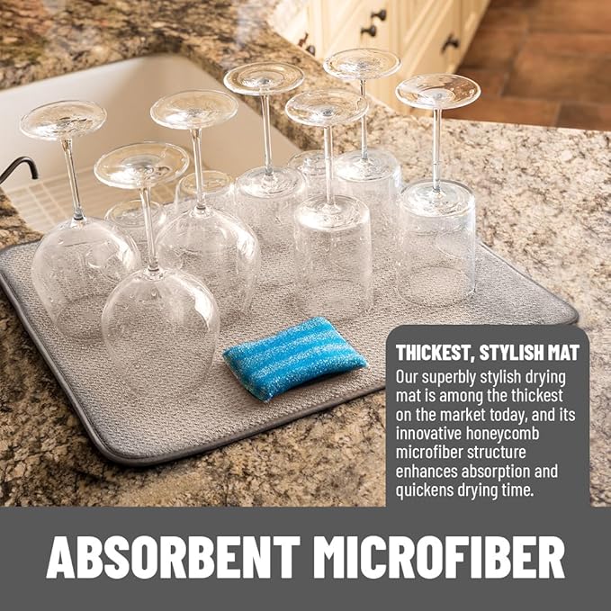 Bellemain XXL Dish Mat Microfiber Dish Drying Mat, Super absorbent - Image 2