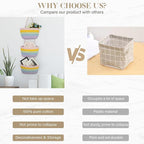 TeoKJ Over the Door Organizer, 3-Tier Woven Cotton Hanging Storage Baskets - Image 4