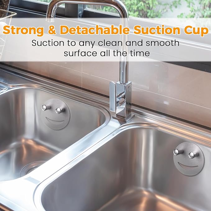 Sponge Holder, Stainless Steel Sink Caddy w/Suction Cup Installation, Sponge - Image 6