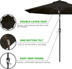 AreShark 9 FT Patio Umbrella for Outdoor, Outdoor Umbrella with Push Button Tilt and Crank, Outdoor Patio Umbrellas with 8 Sturdy Ribs for Market, Garden, Deck, Backyard, Pool (Classic Black) - Image 2