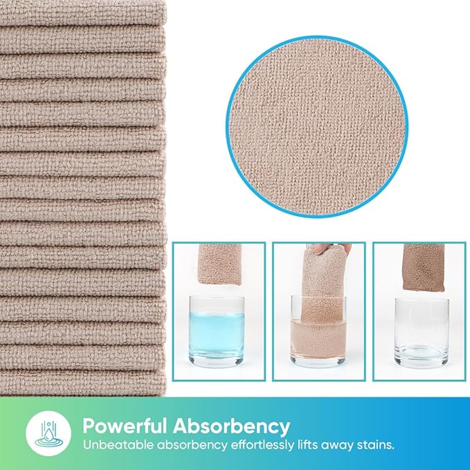 HOMEXCEL Microfiber Cleaning Cloths Brown, 100 Pack Microfiber Towels - Image 3
