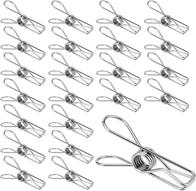 HOZEON 100 Pack 2 Inches Stainless Steel Clothespins, Metal Clothes Pins by HOZEON