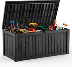 DRATO 120 Gallon Large Deck Box, Outdoor Storage Box for Patio Furniture, Patio Cushions, Gardening Tools, Pool Supplies,660lbs Weight Capacity,Waterproof Resin Storage Boxes（Black，120 Gallon） by DRATOprovidesawarmandcozy