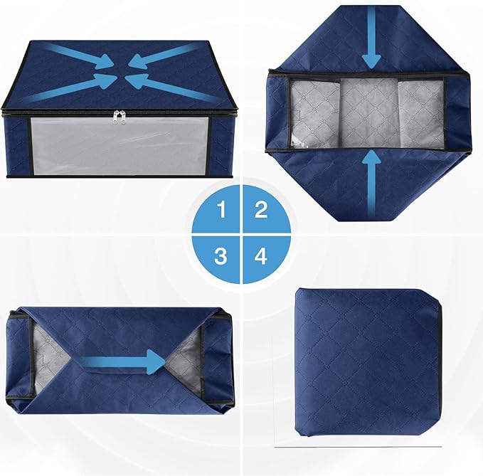 HomeHacks Storage 4-Pack Clothes Organizer Storage Bags Foldable Storage Box - Image 3