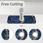 Kitchen Sink Splash Guard，Dark blue gold marble Faucet Mat Sink Gadgets-Super - Image 5