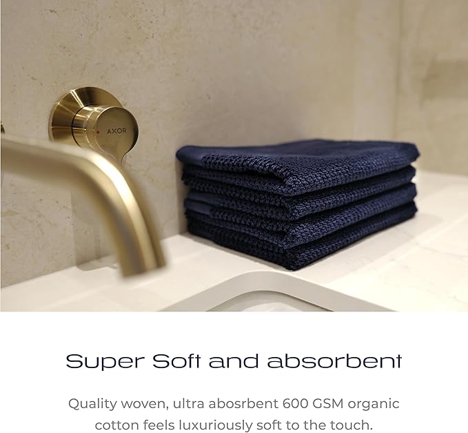 Luxury Silver-Infused Navy Blue Hand Towel Set of 2, 23.6"x17.7" - Image 3