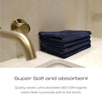 Luxury Silver-Infused Navy Blue Hand Towel Set of 2, 23.6"x17.7" - Image 3