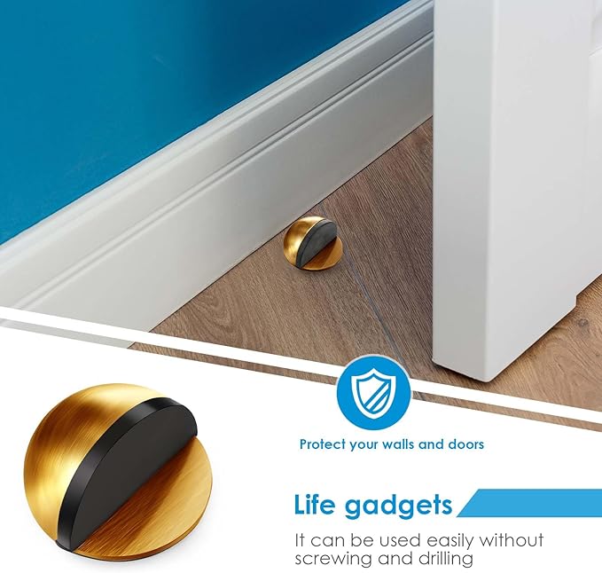 2 Pcs Self Adhesive Door Stoppers, Stainless Steel Floor Door Stop Wall - Image 4