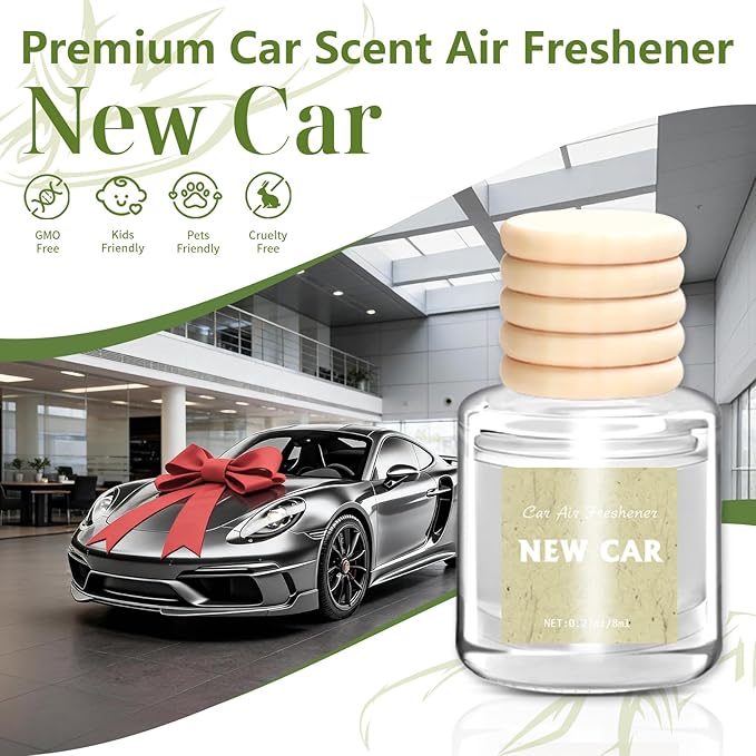 AROIC 6 Pack Car Air Freshener Hanging, New Car Scent Natural Plant Essential - Image 4