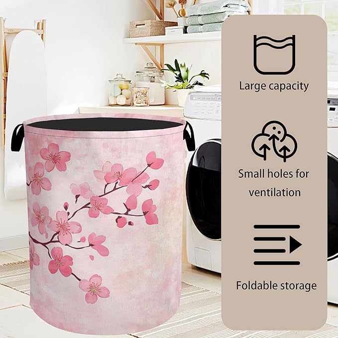 Pink Cherry Blossoms Laundry Basket - Image 7