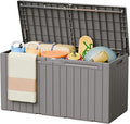 Greesum 110 Gallon Outdoor Storage Box with Lockable Lid, All-Weather Solution for Patio Furniture, Pool Supplies & Garden Tools, Waterproof, UV-Resistant Large Deck Box, Light Coffee by BuynowfromGreesum
