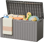Greesum 110 Gallon Outdoor Storage Box with Lockable Lid, All-Weather Solution for Patio Furniture, Pool Supplies & Garden Tools, Waterproof, UV-Resistant Large Deck Box, Light Coffee by BuynowfromGreesum