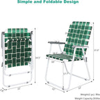 VINGLI Patio Lawn Webbed Folding Chairs Set of 2, Outdoor Beach Chair Portable Dining Chair for Outdoor Yard, Garden (Dark Green, Classic) - Image 4