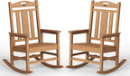 Ciokea Oversized Outdoor Rocking Chairs Set of 2, 380lbs Heavy-Duty Large Patio Rocker, High Back Cozy Porch Chairs, Weather Resistant Patio Rocking Chairs for Outside, Fire Pit, Deck, Teak by CIOKEA