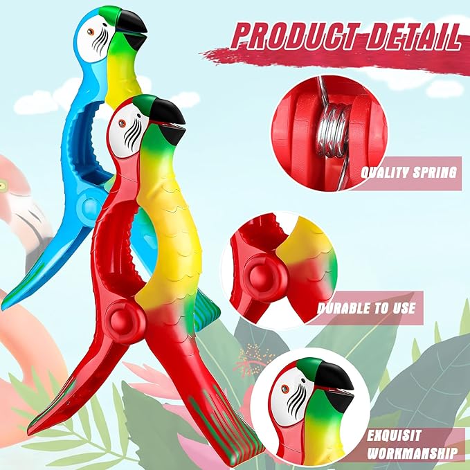 4 Pieces Beach Towel Clip Jumbo Size Chair Clips Towel Holder Clothes Pegs - Image 2