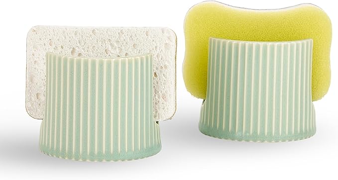 Ceramic Sponge Holder for Kitchen Sink, Sink Caddy Organizer, Dish Sponge by Hoilse