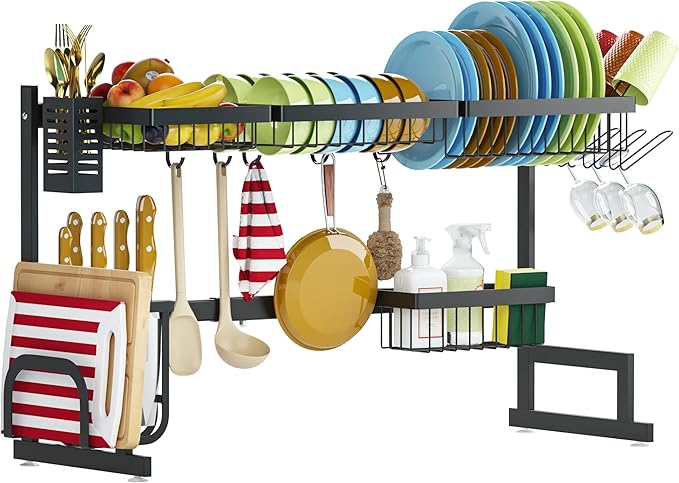 PUSDON Over Sink Dish Drying Rack Stainless Steel, Adjustable Large Dish Drainer - Image 7