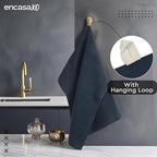 Encasa XO Kitchen Dish Towels Set | Navy Blue | Waffle Weave and Flat Hand Tea - Image 5
