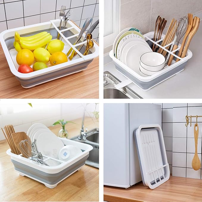 THANSTAR Collapsible Dish Drying Rack Portable Dinnerware Drainer Organizer - Image 2